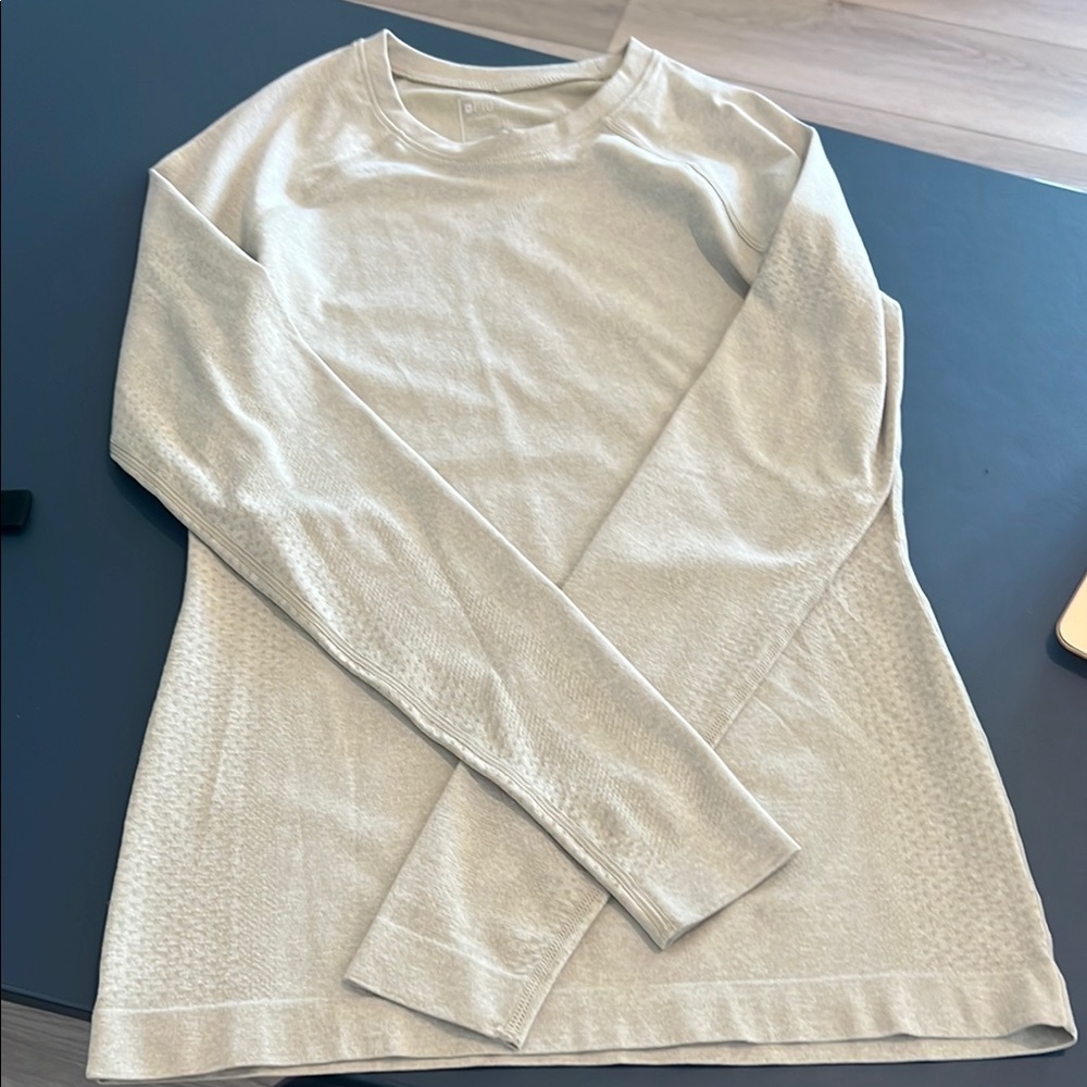 Figs Cream Crew Neck Sweater with Textured Knit